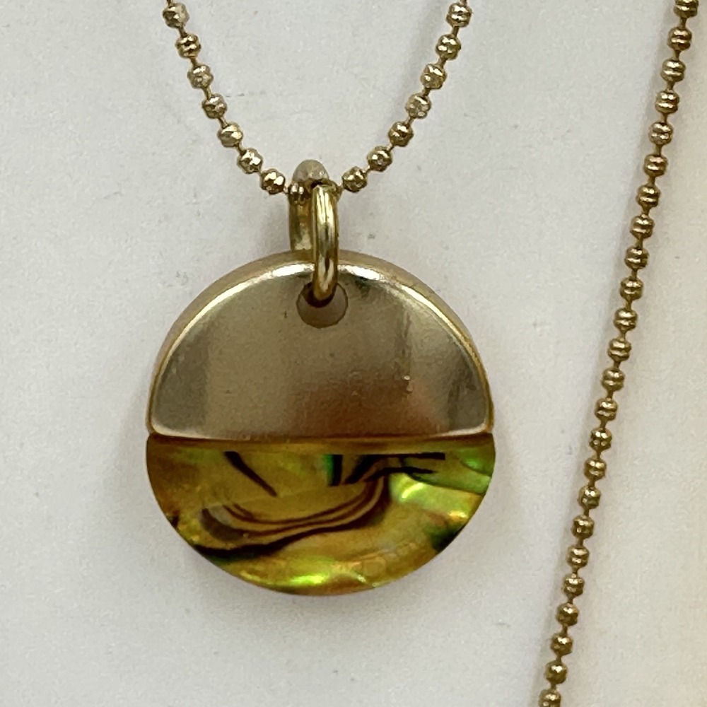 Bella Jack Layered Necklace Set Gold Tone Abalone Circle Square Geometric NIB - Picture 3 of 7